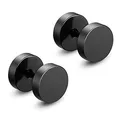 Produktbild: Zeayebsr Edelstahl Herren Ohrstecker Creolen Tunnel Ohrringe für Damen Edelstahl Herren Pierced Earrings Schwarz Stud Earrings (Schwarz 8mm: Ein Paar)