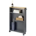 Produktbild: eluno Bad-Rollwagen, Küchen-Nischenwagen, Küchenwagen, Bad-Organizer mit 3 Ebenen, Holz (Grau)