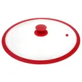 Produktbild: GRÄWE Deckel für Pfannen und Töpfe, Glasdeckel Pfanne 32 cm, Topfdeckel, Pfannendeckel, mit Silikonrand und Dampfaustritt - Rot