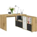 Produktbild: FMD-Möbel Schreibtisch Lex, 353-001, eiche / weiß, mit Sideboard, (BxHxT) 136 x 74,5 x 136cm