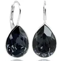 Produktbild: 925 Silber Ohrringe Schwarz kurze Silber-Ohrhänger Tropfen Markenkristalle NOBEL SCHMUCK