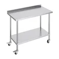 Produktbild: VEVOR Edelstahl-Arbeitstisch, kommerzieller Lebensmittelzubereitungs-Arbeitstisch mit Rollen, Vorbereitungs-Arbeitstisch, mit Einstellbarer Höhe für Restaurant, Hotel usw. 610 x 1219 x 1005,6 mm