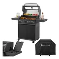 Produktbild: Juskys BBQ Gasgrill Savannah - 4 Brenner & 1 Seitenbrenner - Stahl Grill mit Gusseisen Grillrost