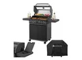 Produktbild: Juskys BBQ Gasgrill Savannah - 4 Brenner & 1 Seitenbrenner - Stahl Grill mit Gusseisen Grillrost