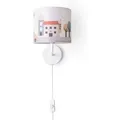 Produktbild: Tischleuchte Kinderzimmer Wandleuchte Straße Feuerwehr Lampenschirm Stoff Rund Wandleuchte - Weiß, Design 2 (ø18 Cm) - Paco Home