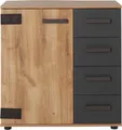 Produktbild: Wimex Kombikommode Malmoe, Schrank mit 1 Tür und 4 Schubladen, Made in Germany, im rusikalen look, Industrial Design, 81x41x83cm