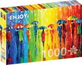 Produktbild: 1000 Pieces Jigsaw Puzzle for Adults – Matte Finish, Soft Touch, Sturdy and Unique Pieces, Tight Fit, Vivid Colors, Missing Pieces Service – Rainbow Rain Walk with People and Umbrellas by ENJOY Puzzle
