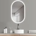 Produktbild: HOKO Badspiegel LED 45x75 cm Antibeschlag Wandspiegel Oval+LED Wechsel Warmweiß-Kaltweiß-Neutral. mit Touch Schalter/Wandschalter einschaltbar.Venedig