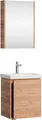 Produktbild: Planetmöbel Waschtisch mit Unterschrank 50 cm inkl. Spiegelschrank 50cm, Badmöbel Set, hängend, gold eiche