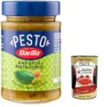 Produktbild: 6x Pesto Basilico e Pistacchio Pesto mit Basilikum und Pistazien aus nachhaltiger Landwirtschaft hergestellt 190g Italienisch Sauce glutenfrei + Italian Gourmet polpa 400g