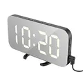 Produktbild: EXTSUD Wecker Digital, LED Spiegel Wecker Dimmbarer Alarm Clock mit 3 Helligkeitsstufen, großem Display, Snooze-Funktion, Dual-USB-Anschluss, 12/24H Anzeige, Reise- & Tischuhr mit Spiegeloptik