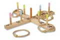 Produktbild: Eichhorn 100004405 - Outdoor Ringwurfspiel - 50x50cm mit 5 Wurfringen, 1 Kreuz, 9 Spielstäben, aus Kiefernholz, Wurfspiel für draußen