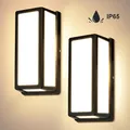 Produktbild: 2 Stück LED Wandleuchte Außen Innen IP65 Wasserdicht,18W Wandlampe Aluminum, Außenlampe Nachtlicht für Eingang Garten Balkon Garage Flur, Warmweiß