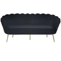 Produktbild: SalesFever Muschel-Sofa | 3-Sitzer | Bezug Samt-Stoff schwarz | Gestell Metall goldfarben | B 180 x T 76 x H 78 cm