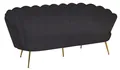 Produktbild: Muschelsofa 3-Sitzer aus Samt Schwarz/Gold Polstersofa Designersofa Sofa Couch