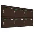 Produktbild: BASIC 6er Briefkasten RAL 8017 Schokoladenbraun / Posthaltebügel / 2