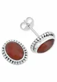 Produktbild: Ohrstecker 925 Silber Karneol orange roter Stein Edelstein Ohrringe echt Silber Damen Sterling Silber Stecker Geschenk(MOS-017-16)