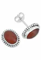 Produktbild: mantraroma Paar Ohrstecker PUNTI oval aus 925 Silber mit Karneol (Paar, Paar Ohrringe mit Schmuckbeutel), 925 Sterling Silber Ohrringe für Damen