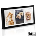 Produktbild: bomoe Bilderrahmen Galeria für 3 Fotos 13x18 cm - Fotorahmen aus Holz, Kunststoffglas, Metall-Aufhängung & Passepartout Multirahmen für Bilder Collagen - Schwarz