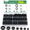 Produktbild: 260 Stück Kabeldurchführunggummi, Bolatus Durchgangstüllen 7 Größen Gummitüllen Set, Kabeltülle Gummistopfen für Elektroinstallation, Kabelkanal, Kabelschutz, Schwarz
