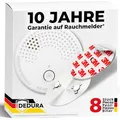 Produktbild: Rauchmelder mit Magnethalterung 8er Set - ohne Bohren und Schrauben mit 10 Jahre Garantie - Rauchmelder Magnethalter mit extra starken Klebepads
