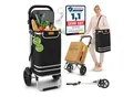 Produktbild: ELONEO Einkaufstrolley klappbar, Einkaufswagen mit Kühlfach, 3in1 Trolley, Shopping Trolley 56L & Umhängetasche - Schwarz