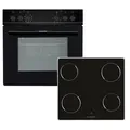 Produktbild: Wolkenstein Elektro-Herd-Set Einbauherd Set Backofen Umluft Glaskeramik-Kochfeld mit Rahmen, Umluft schwarz