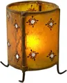 Produktbild: GURU SHOP Orientalisches Teelicht Henna - Modell 1 Gelb, Leder, 13x9x9 cm