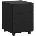 Produktbild: SONGMICS Rollcontainer Schubladenschrank, mobiler Aktenschrank, Metallschrank, Druckertisch, abschließbar, 3/4 Schubladen schwarz 39 cm x 53.8 cm x 45 cm