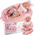 Produktbild: Kinderplay Babypuppe Lili 41 cm – sprechende Puppe mit Softkörper, wendbarem 43‑cm‑Kokon, Outfit & Schnuller (KP3513)