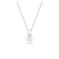 Produktbild: Swarovski Matrix Halskette, Weiße, Rhodinierte Damenhalskette mit Anhänger, Kristallperle und Strahlenden Kristallen im Rundschliff