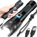 Produktbild: Retoo Taschenlampe LED Extrem Hell 5000 Lumen Zoombare Handlampe mit 5 Modi Taktische Taschenlampen Reichweite 1500m Aufladbar USB C Batteriebetrieben/Akku Wasserdichte für Outdoor Camping Wandern