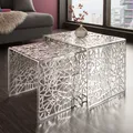 Produktbild: Moderner Couchtisch ABSTRACT 2er Set silber Gap Design Wohnzimmertisch Aluminium