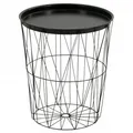 Produktbild: Beistelltisch schwarz Ø ca. 40 x 46 cm abnehmbares Tablett drahtige Optik Tisch
