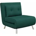 Produktbild: Homcom - Schlafsessel, Einzelsofa Mit Bettfunktion, Klappsessel, Gästebett Mit Kissen, Polstersofa Mit Samtoptik Für Schlafzimmer, Wohnzimmer, 77 X 88 X 83 Cm, Dunkelgrün
