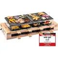 Produktbild: KLAMER Raclette 8 Personen, 1500W Raclette Grill mit Holzgestell, Raclette mit antihaftbeschichteter Grillplatte, Tischgrill elektrisch - Braun
