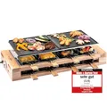Produktbild: KLAMER Raclette Grill 8 Personen 1500 W mit Holzgestell & Parkdeck, Alu-Druckguss-Grillplatte antihaft, stufenlos regelbar, ILAG Beschichtung, Test 
