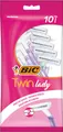 Produktbild: BIC Twin Lady Rasierer Damen, 10 Einwegrasierer mit je 2 Klingen, aus rostfreiem Stahl, schmaler Rasierkopf