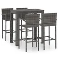 Produktbild: vidaXL Gartenbar Set 5-TLG. mit Armlehnen Theke Bar Tresen Gartentheke Stehtisch Bartisch Barhocker Barstuhl Gartenmöbel Poly Rattan Grau