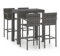 Produktbild: vidaXL Gartenlounge-Set 5-tlg. Garten-Bar-Set mit Armlehnen Poly Rattan Grau, (5-tlg)