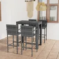 Produktbild: vidaXL 5-teiliges Barset mit Armlehnen, PE-Rattan, Grau