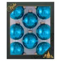 Produktbild: Krebs Glas Lauscha Weihnachtskugeln Blau glänzend 8 Stück/Set, Ø 7 cm Baumkugeln