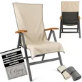 Produktbild: CalmySEA Schonbezug Gartenstuhl Hochlehner 130x65cm - mit Kapuze Microfaser Light Weight Schonbezüge für Gartenstühle Handtuch mit Umschlag Bezug Campingstuhl (Beige, 1 Stück)
