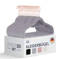 Produktbild: Blumental Kleiderbügel aus Samt – 100 Stück Gürtel für Erwachsene – Gürtel mit Krawattenhalter und Kerben – drehbar – Hosenbügel – Roségold/Grau
