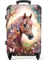 Produktbild: NoBoringSuitcases.com© Kinderkoffer mit leuchtende Räder - Pferd - Natur - Blumen - Schmetterlinge - Wald, 4 Rollen, Reisetasche mit rollen für 20kg, Koffer für Mädchen, Reisekoffer