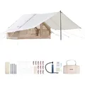 Produktbild: VEVOR Aufblasbare Zelte für Camping 3x2x2 m, 3–5 Personen, 300D Oxford 4-Jahreszeiten-Glamping-Zelt mit Baldachin, Handpumpe, Ofenanschluss, 2 T... - Beige