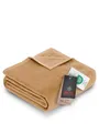 Produktbild: Ibena Porto xl Decke 180x220 cm – Baumwollmischung weich, warm & waschbar, Tagesdecke cognac einfarbig