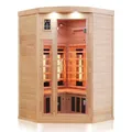 Produktbild: Dewello® Infrarotkabine Infrarotsauna LAKEFIELD 120cm x 120cm für 1-2 Personen aus Hemlock Holz mit Vollspektrumstrahler, LED-Farblicht, Bluetooth, FM,MP3,USB