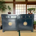 Produktbild: Sideboard Kommode Schrank Anrichte Büffet Asia Möbel aus Holz dunkelblau chinesisch asiatisch orientalisch Vintage Stil komplett montiert