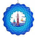 Produktbild: CIM Metall Windspiel – Rainbow Lighthouse Blue - 200mm - leichtdrehendes Windmobile mit brillanten Farben- inklusive Aufhängung – attraktive Raum- Fenster und Garten-Dekoration